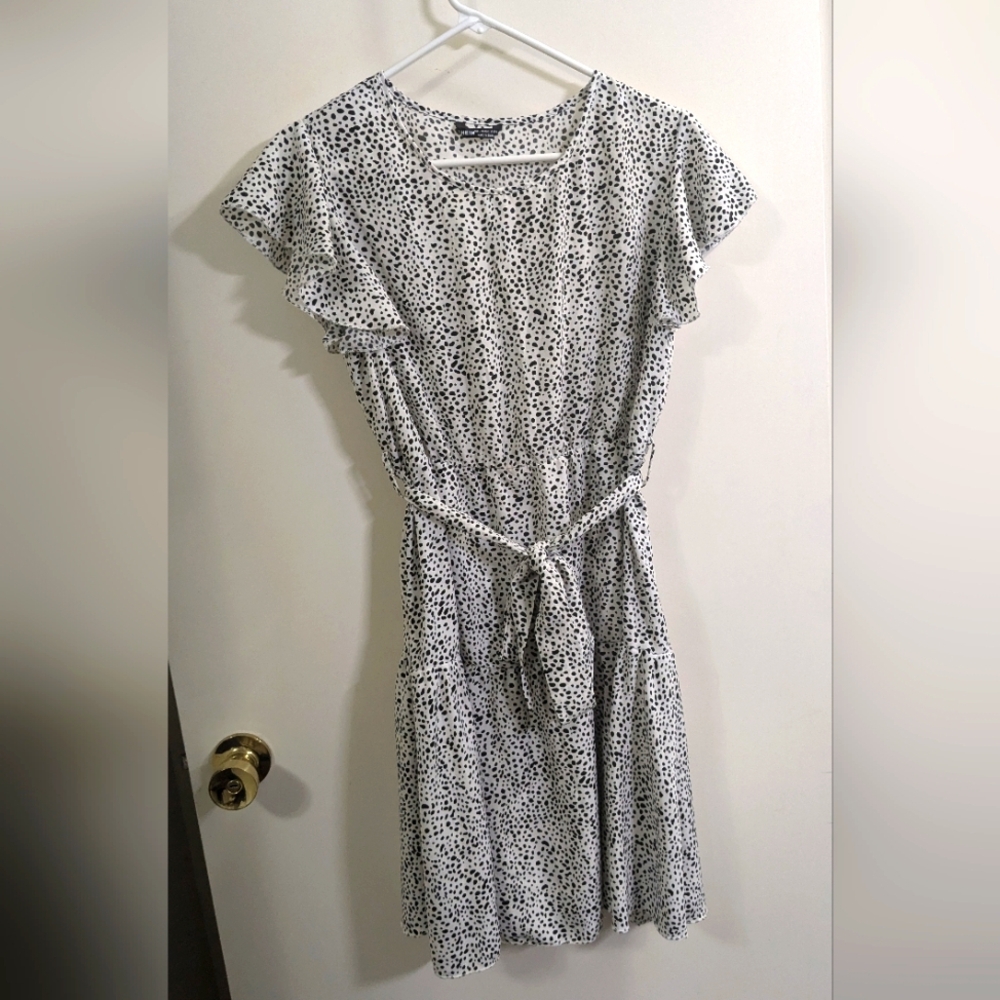 SHEIN Dalmatian print flutter sleeve dress